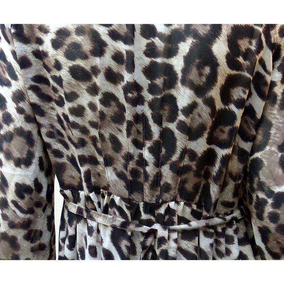 FATE Sheer Leopard Print Tiered Dress Small Empire Basque Waist Boho Goth Fitted - Picture 5 of 8